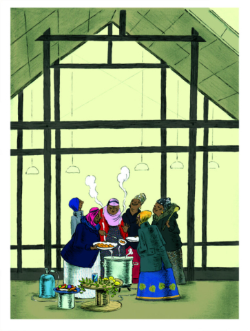 - Des femmes mauritaniennes préparent un thieboudienne suivi, en dessert, d’un Saint-Genix