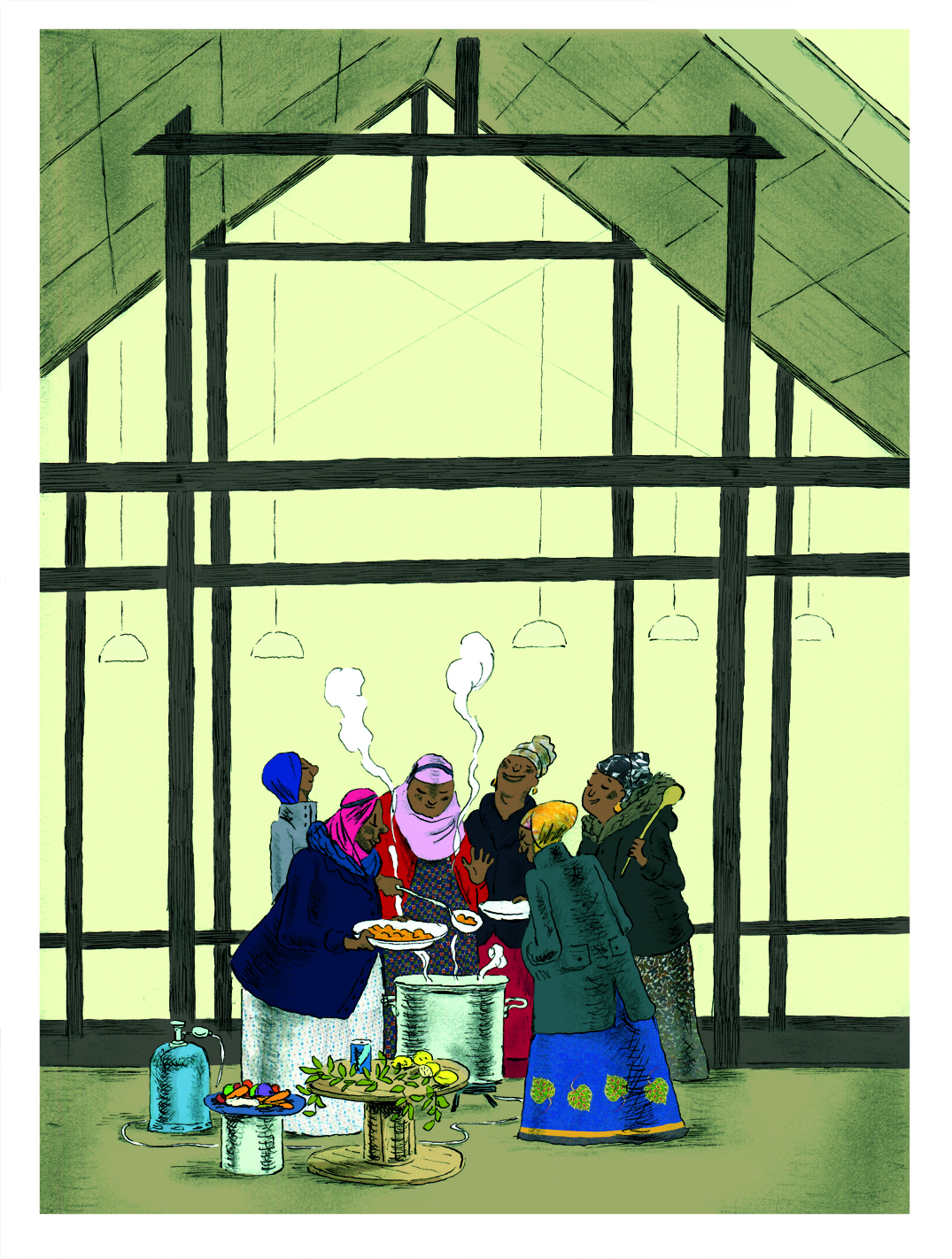 - Des femmes mauritaniennes préparent un thieboudienne suivi, en dessert, d’un Saint-Genix
